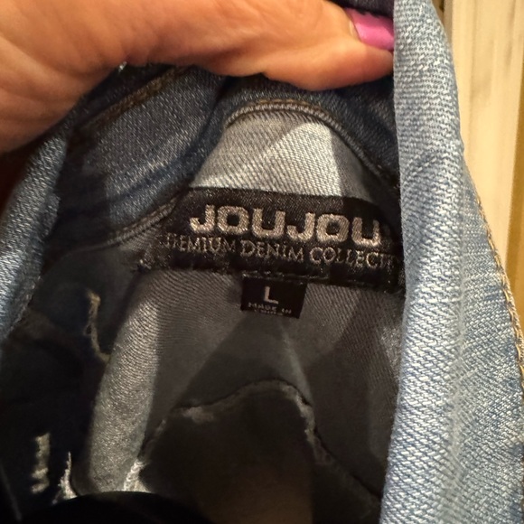 Joujou Premium Denim Collection Floral Embroidered Jean Jacket - Size Large - Picture 9 of 12